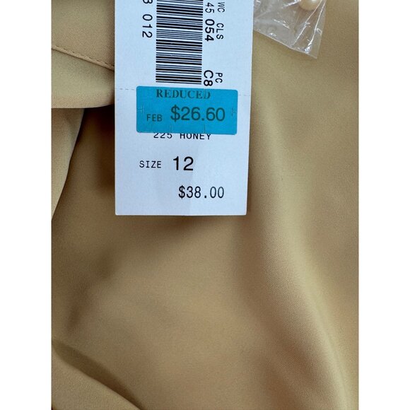 Vintage Kathy Che Beige Pleated Button-Up Blouse With Embroidered Collar Womens - Picture 9 of 10